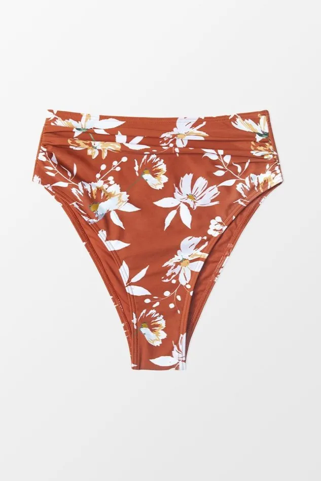 Women Bikini Bottoms Cupshe Meaghan Floral High Waisted Bikini Bottom Multicolor