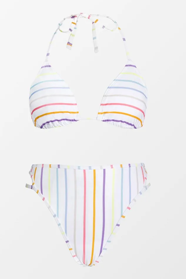 Women Bikini Sets Cupshe Candy Stripe Slide Triangle And Cutout Cheeky Hipster Set Multicolor