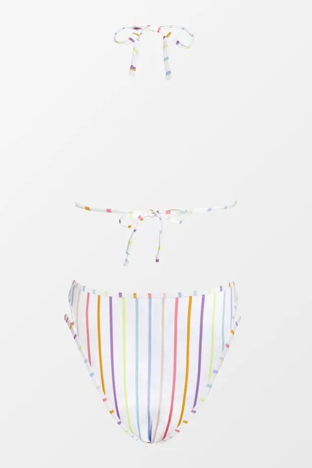 Women Bikini Sets Cupshe Candy Stripe Slide Triangle And Cutout Cheeky Hipster Set Multicolor