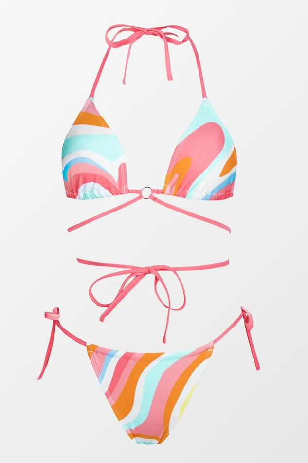 Women Bikini Sets Cupshe Moving and Grooving Triangle And Ultra Cheeky Hipster Bikini Set Multicolor