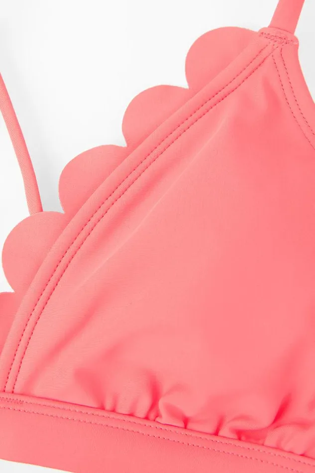 Women Bikini Sets Cupshe Paluma Scalloped Bralette And Banded High Waist Bikini Set Coral