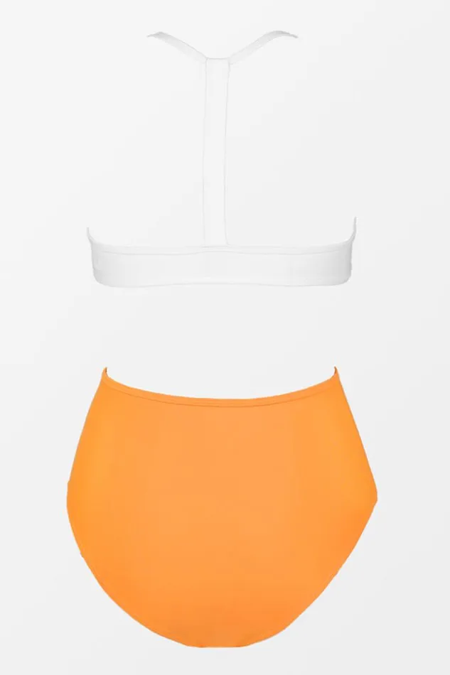 Women Bikini Sets Cupshe Solid White Bikini With Orange High Waisted Bottom Multicolor