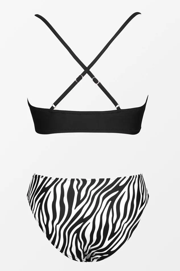 Women Bikini Sets Cupshe Stella Hollow Out Criss Cross Zebra Print Bikini Blackwhite