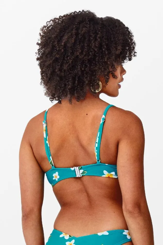 Women Bikini Tops Cupshe Miracle Aqua Floral Smocked Bikini Top Aqua