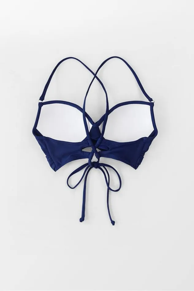 Women Bikini Tops Cupshe Navy Wrap Lace Up Bikini Top Navy