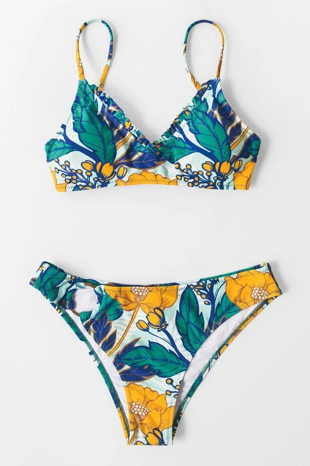 Women Bikini Tops Cupshe Sunday Morning Floral Bikini Top Multicolor