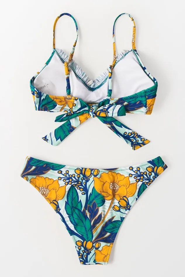 Women Bikini Tops Cupshe Sunday Morning Floral Bikini Top Multicolor