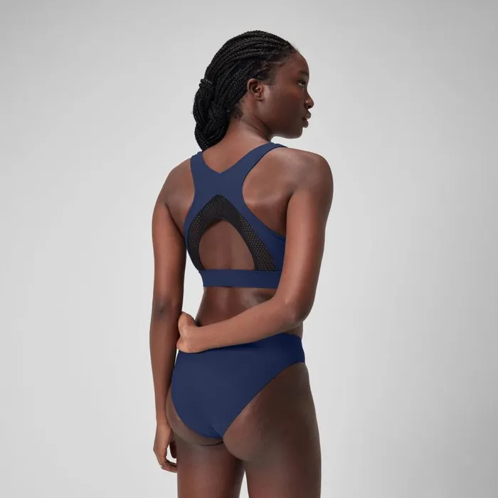 Women Bikinis and Tankinis Speedo Women039s Solid Bikini Top With Mesh Blue