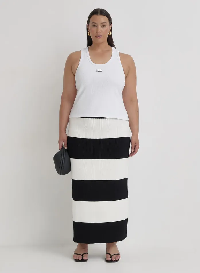 Women Black And Cream Plus Size Stripe Knitted Maxi Skirt Jacqueline 4th and Reckless Plus Size Women Black And Cream Plus Size Stripe Knitted Maxi Skirt Jacqueline 4th and Reckless Plus Size