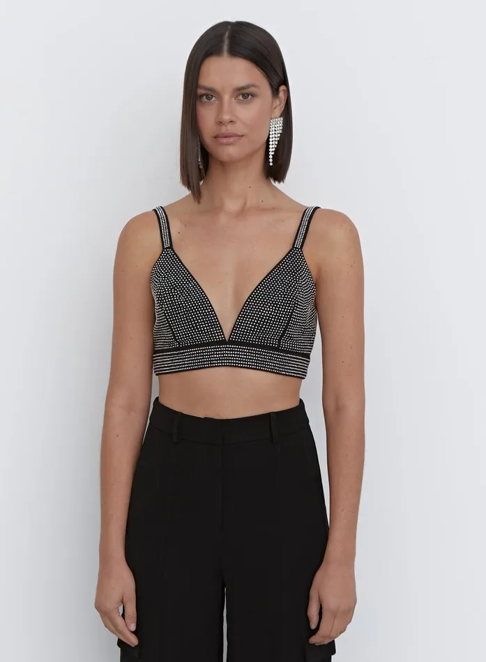 Women Black Diamante Bralet Top 8211 Dasha 4th and Reckless Tops