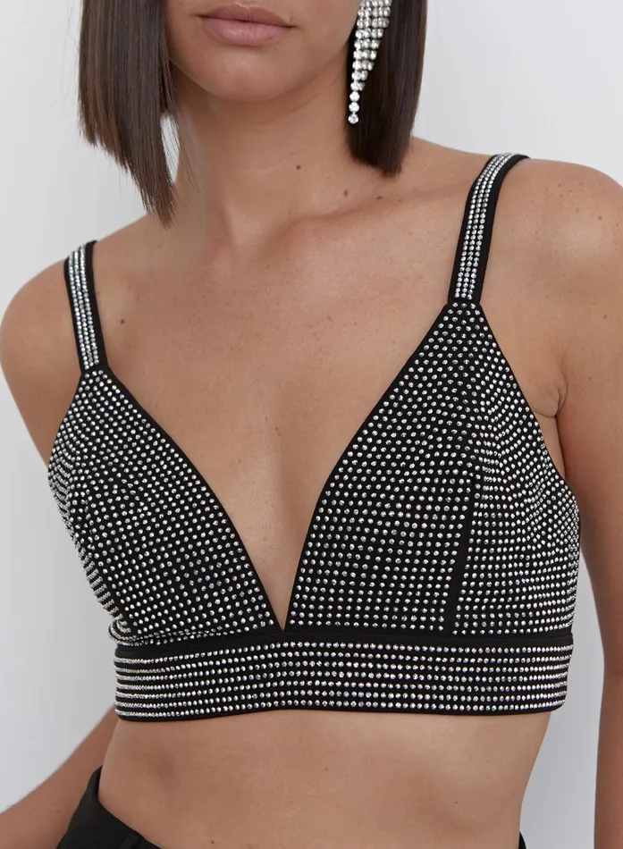 Women Black Diamante Bralet Top 8211 Dasha 4th and Reckless Tops