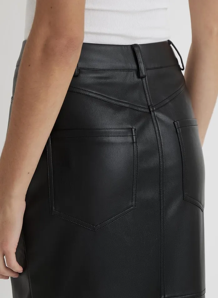 Women Black Faux Leather Maxi Skirt Karmin 4th and Reckless Skirts