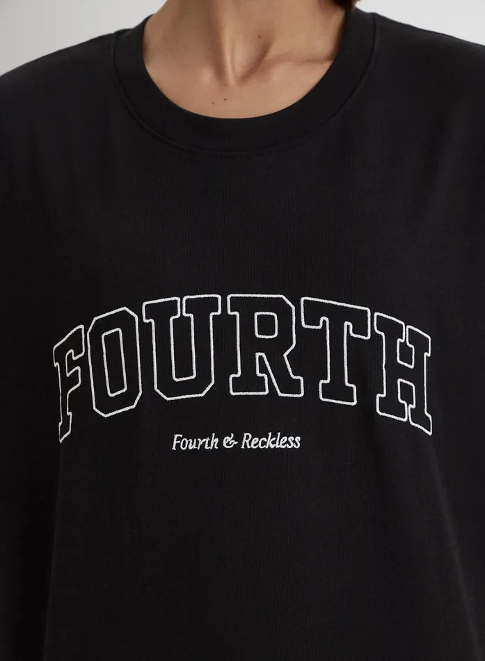 Women Black Oversized Fourth Applique Tshirt Alice 4th and Reckless Athleisure