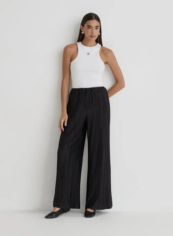 Women Black Plisse Trousers 8211 Palais 4th and Reckless Pants