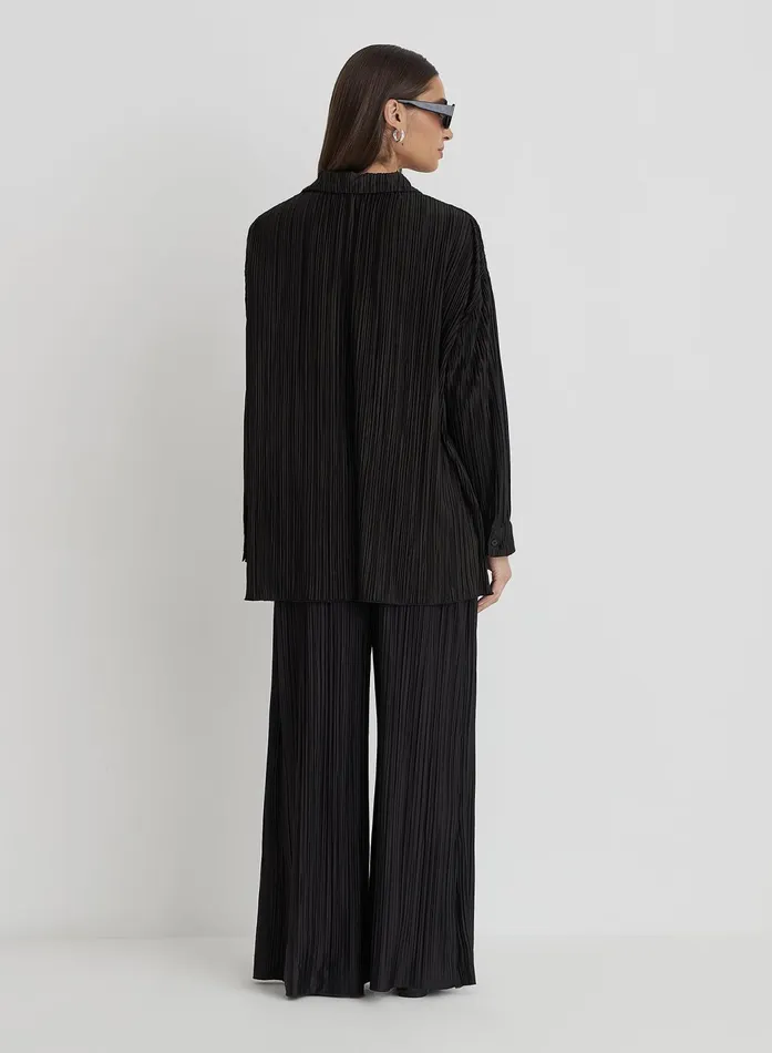 Women Black Plisse Trousers 8211 Palais 4th and Reckless Pants