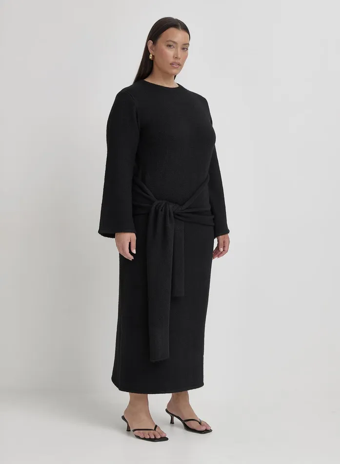 Women Black Plus Size Tie Front Maxi Dress Mollie 4th and Reckless Plus Size