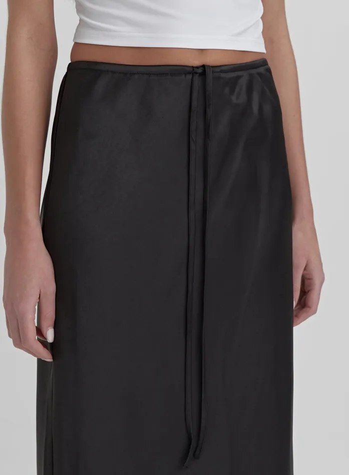 Women Black Satin Midaxi Skirt Yimena 4th and Reckless Skirts