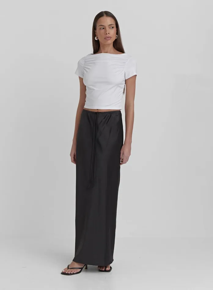 Women Black Satin Midaxi Skirt Yimena 4th and Reckless Skirts