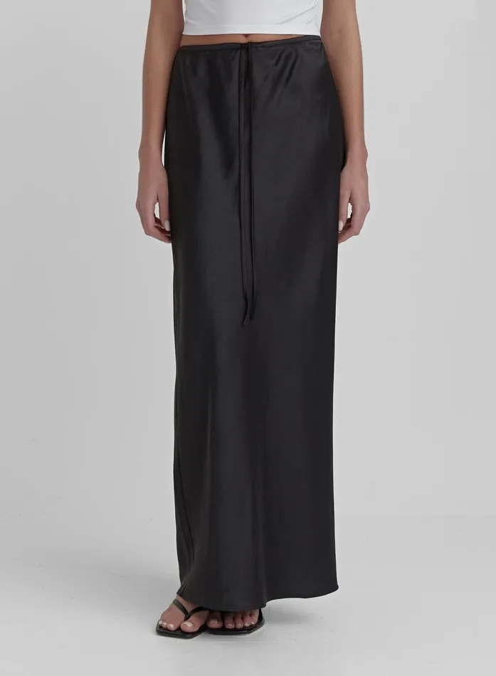Women Black Satin Midaxi Skirt Yimena 4th and Reckless Skirts