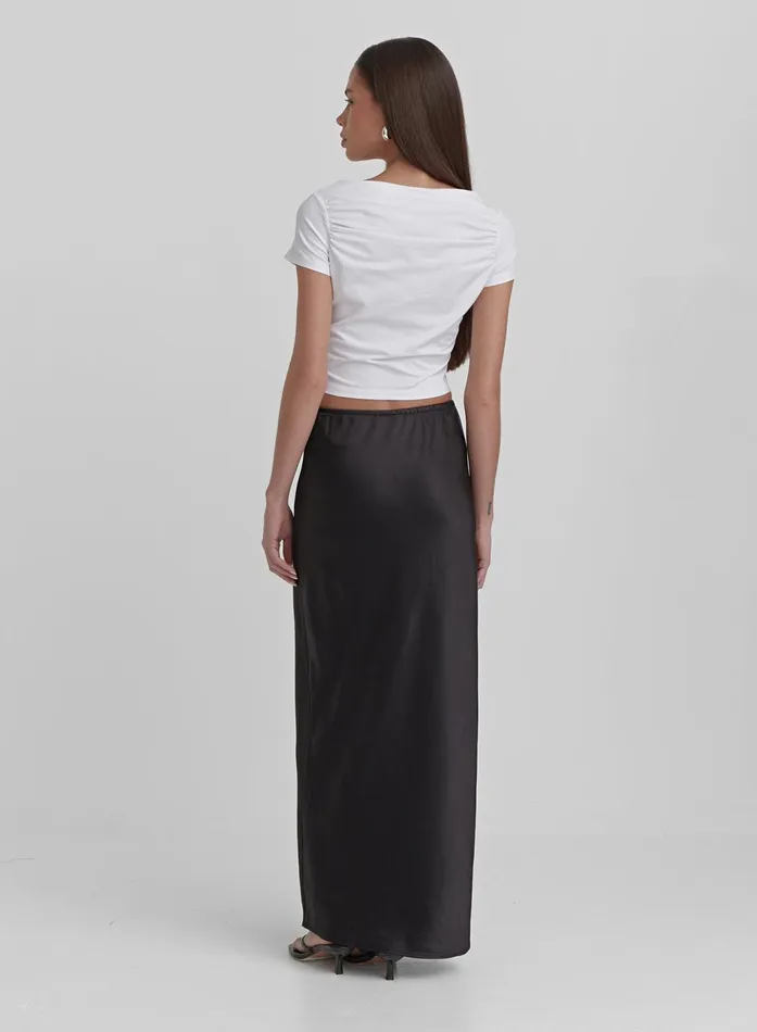 Women Black Satin Midaxi Skirt Yimena 4th and Reckless Skirts