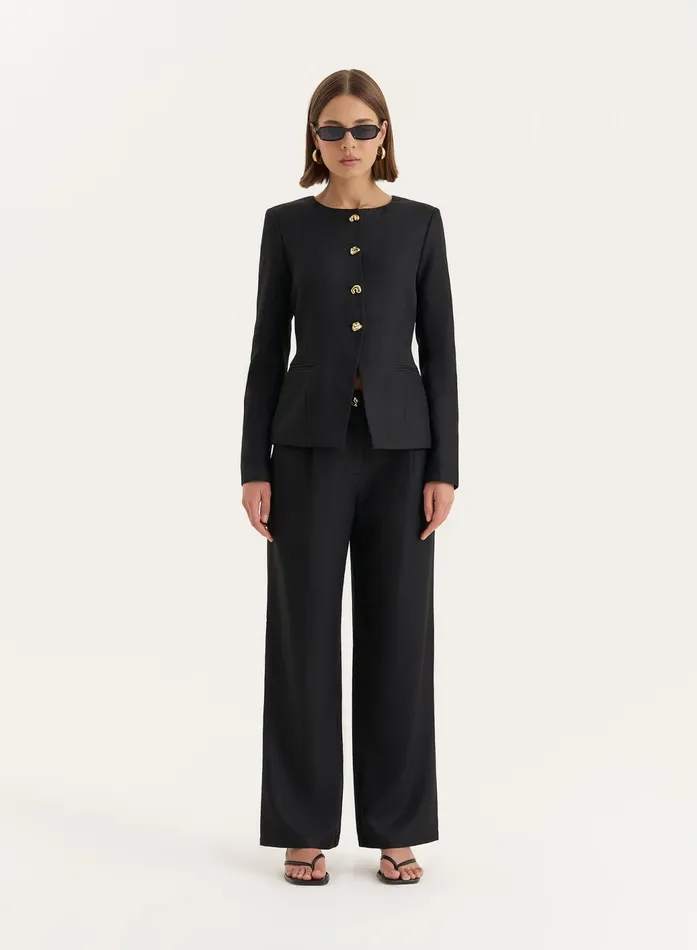 Women Black Tailored Straight Leg Trouser Polly 4th and Reckless Pants