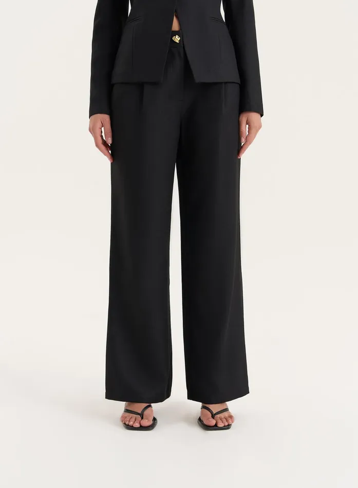 Women Black Tailored Straight Leg Trouser Polly 4th and Reckless Pants