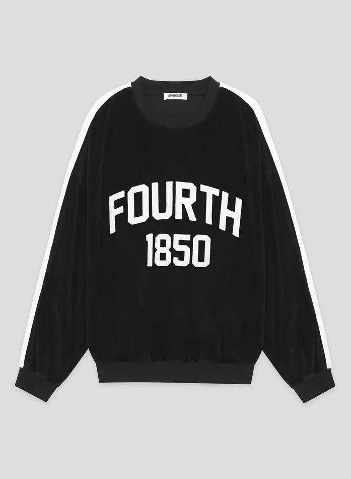 Women Black Velour Branded Classic Sweatshirt Cacie 4th and Reckless Athleisure