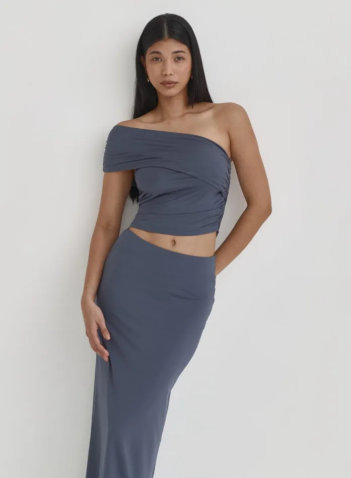 Women Blue Jersey One Shoulder Top Kaitlyn 4th and Reckless Tops