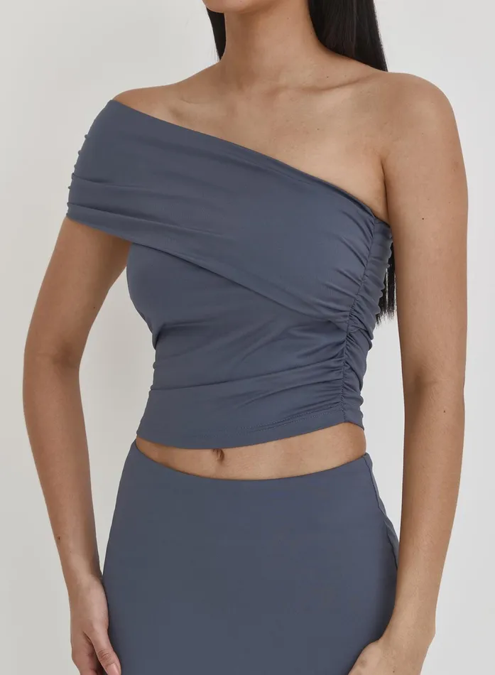 Women Blue Jersey One Shoulder Top Kaitlyn 4th and Reckless Tops