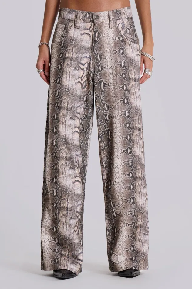 Women Boa Snake Print Colossus Jeans Jaded London Baggy Jeans