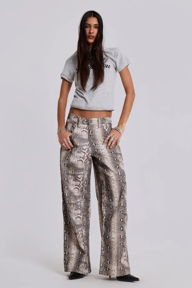 Women Boa Snake Print Colossus Jeans Jaded London Baggy Jeans