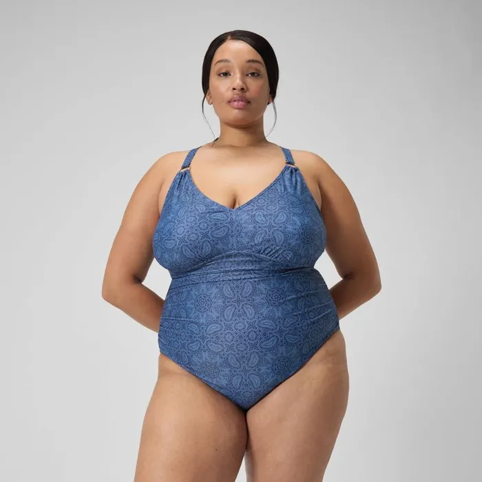 Women BodyShaping Speedo Women039s Plus Size Shaping Printed V Neck Swimsuit NavyBlue Women BodyShaping Speedo Women039s Plus Size Shaping Printed V Neck Swimsuit NavyBlue