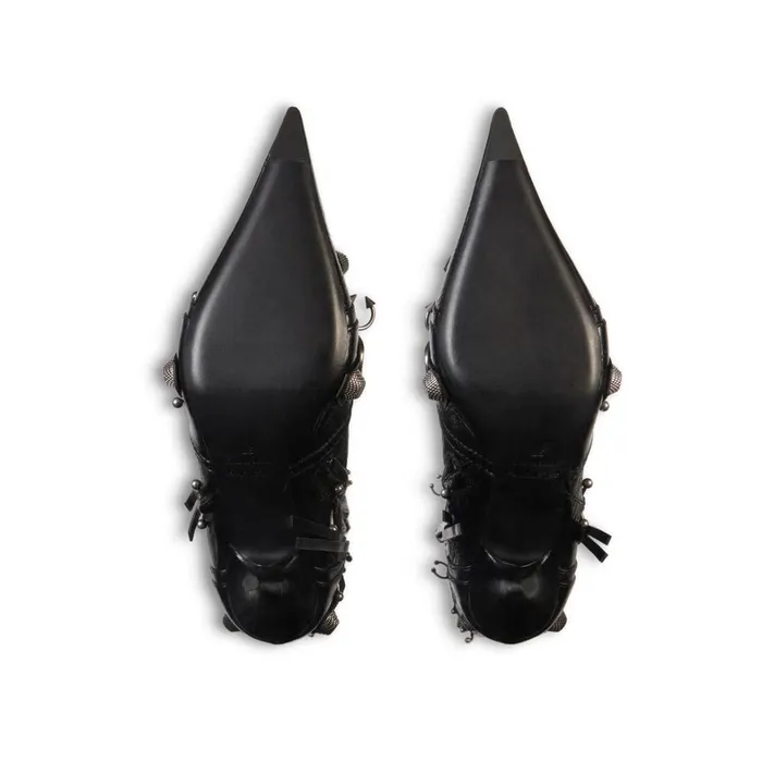 Women Boots and Ankle Boots Balenciaga Cagole 90mm Boot With Piercings In Black