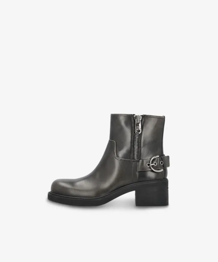 Women Boots Pinko Leather Bikerstyle Ankle Boots With Buckles Limo Black Women Boots Pinko Leather Bikerstyle Ankle Boots With Buckles Limo Black