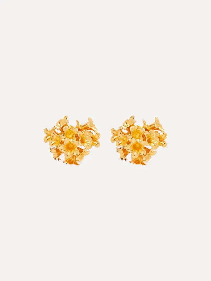 Women Bouquet Button ClipOn Earrings Gold Oscar De La Renta Earrings