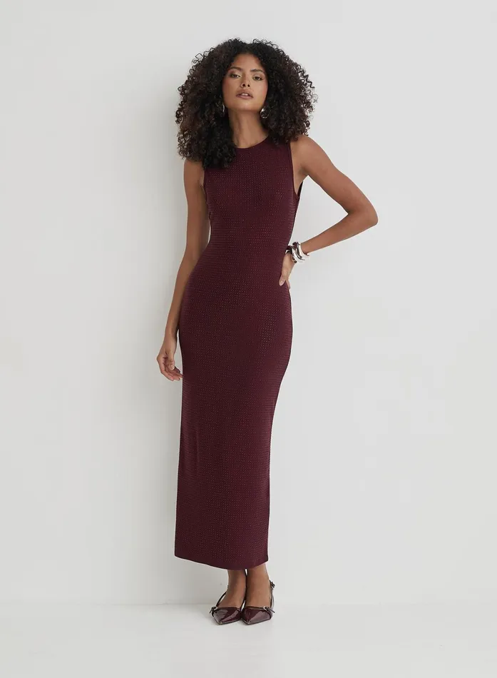 Women Burgundy Embellished Maxi Dress Jaden 4th and Reckless Dresses