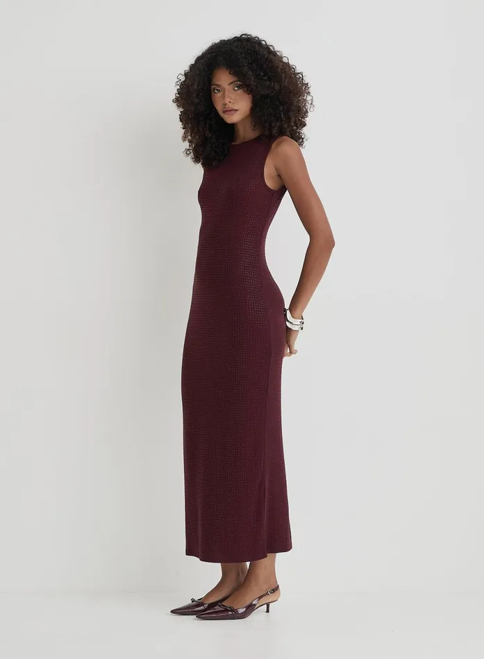 Women Burgundy Embellished Maxi Dress Jaden 4th and Reckless Dresses