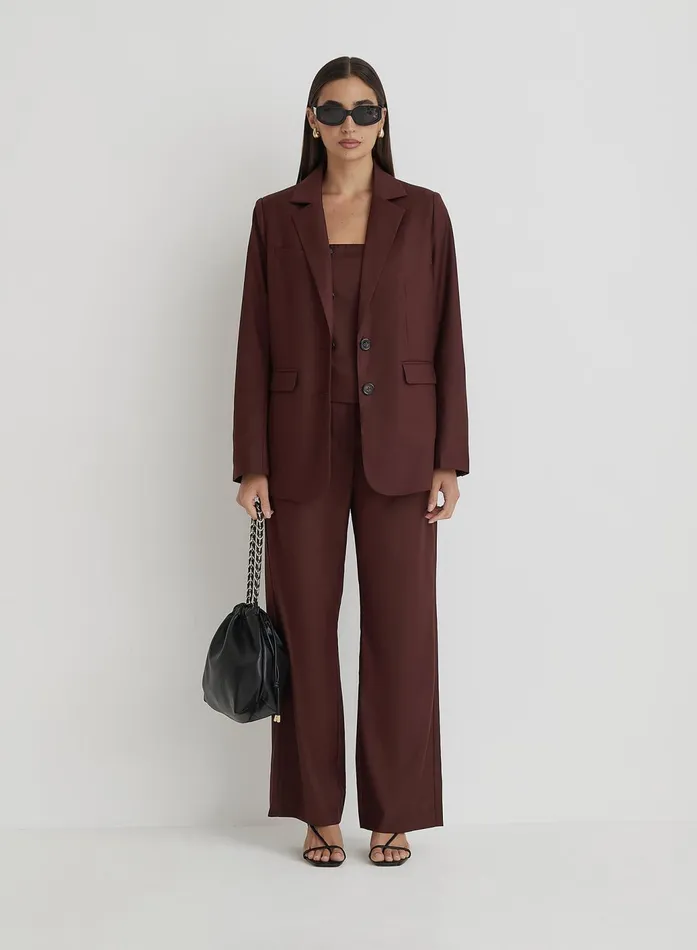 Women Burgundy Tailored Oversized Blazer Crea 4th and Reckless Blazers