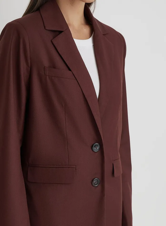 Women Burgundy Tailored Oversized Blazer Crea 4th and Reckless Blazers