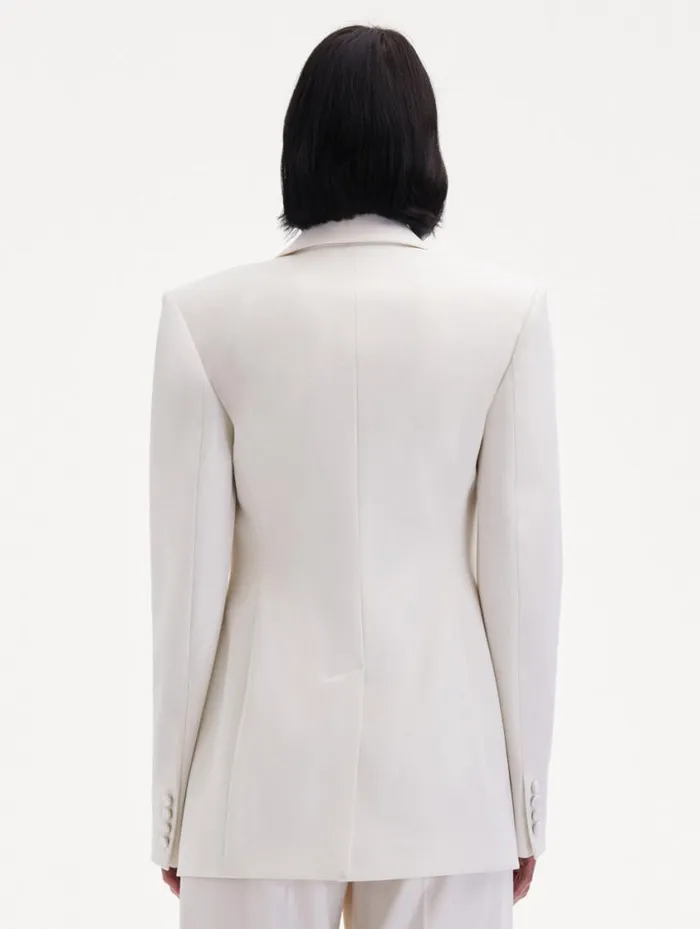 Women Button Detail SingleBreasted Blazer Ivory Oscar De La Renta Jackets and Coats Women Button Detail SingleBreasted Blazer Ivory Oscar De La Renta Jackets and Coats