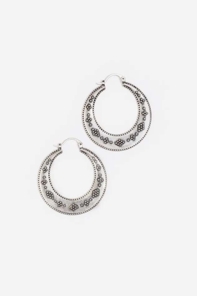Women BYZANTINE HOOP EARRINGS Silver Johnny Was Jewelry