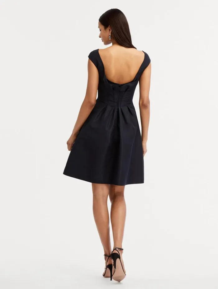 Women Cap Sleeve Ruffle Back Dress Dark Navy Oscar De La Renta Dresses Women Cap Sleeve Ruffle Back Dress Dark Navy Oscar De La Renta Dresses