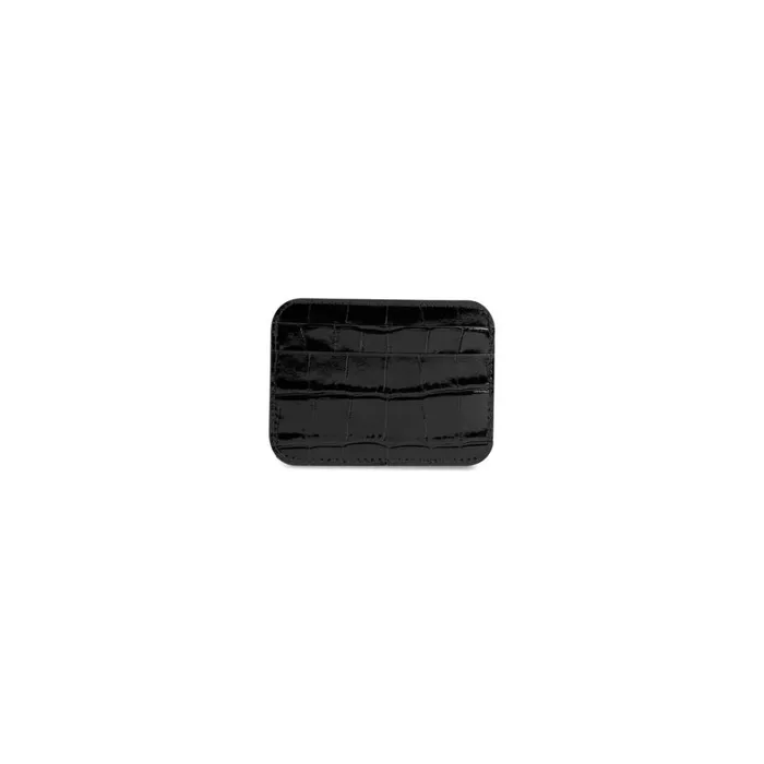 Women Card Holders Balenciaga Cash Card Holder Crocodile Embossed In Blackwhite