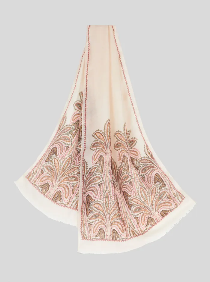 Women Cashmere And Wool Scarf With Palm Trees Etro Scarves And Silk