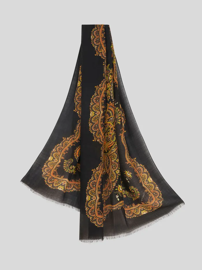 Women Cashmere Scarf With Ornamental Print Etro Scarves And Silk