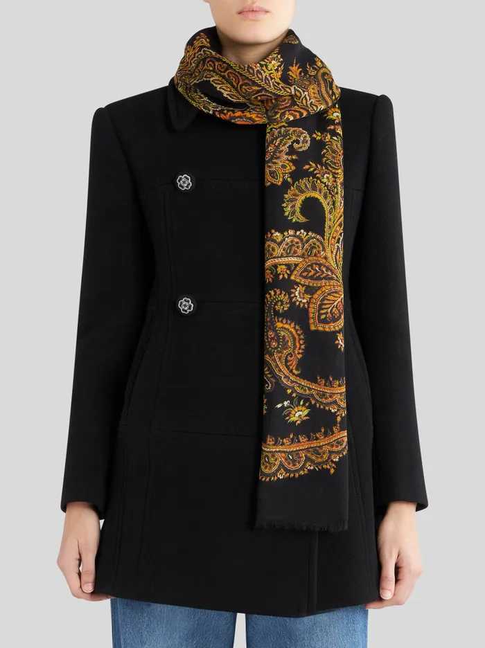Women Cashmere Scarf With Ornamental Print Etro Scarves And Silk