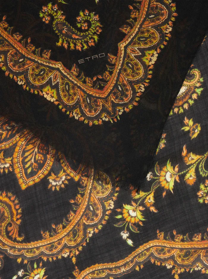 Women Cashmere Scarf With Ornamental Print Etro Scarves And Silk