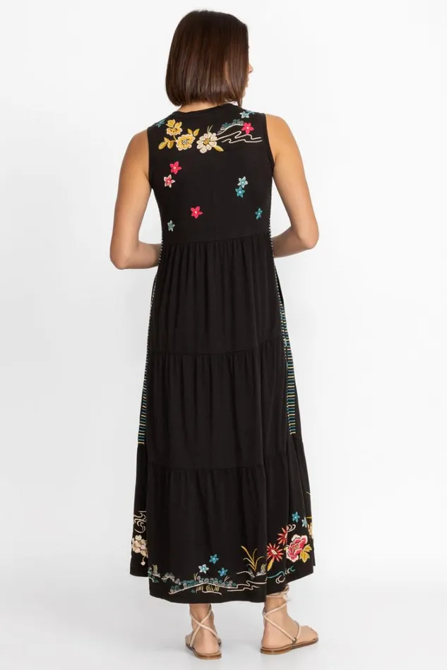 Women CELINA TIERED MAXI TANK DRESS Black Johnny Was Dresses Women CELINA TIERED MAXI TANK DRESS Black Johnny Was Dresses