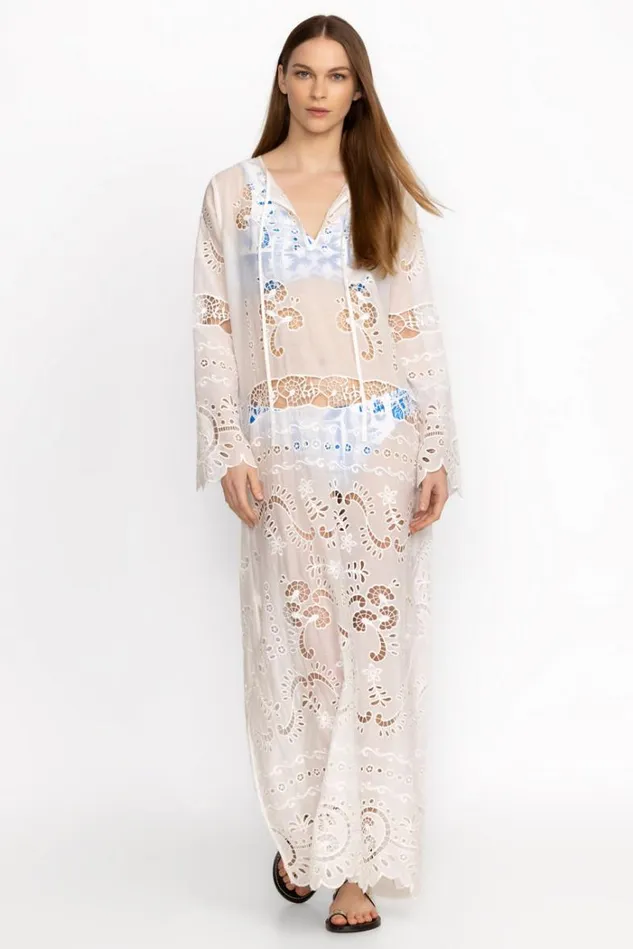 Women CHARLOTTA EYELET SILK MAXI DRESS Antique White Johnny Was Dresses Women CHARLOTTA EYELET SILK MAXI DRESS Antique White Johnny Was Dresses