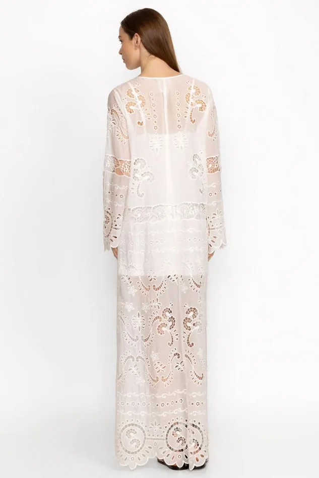 Women CHARLOTTA EYELET SILK MAXI DRESS Antique White Johnny Was Dresses Women CHARLOTTA EYELET SILK MAXI DRESS Antique White Johnny Was Dresses